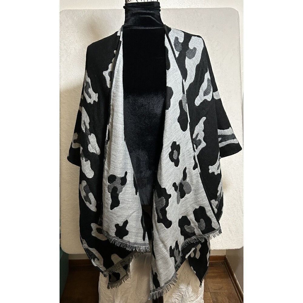 Panache Women's Soft Wrap/Shawl/Poncho/Kimono Cardigan One Size Black And Grey